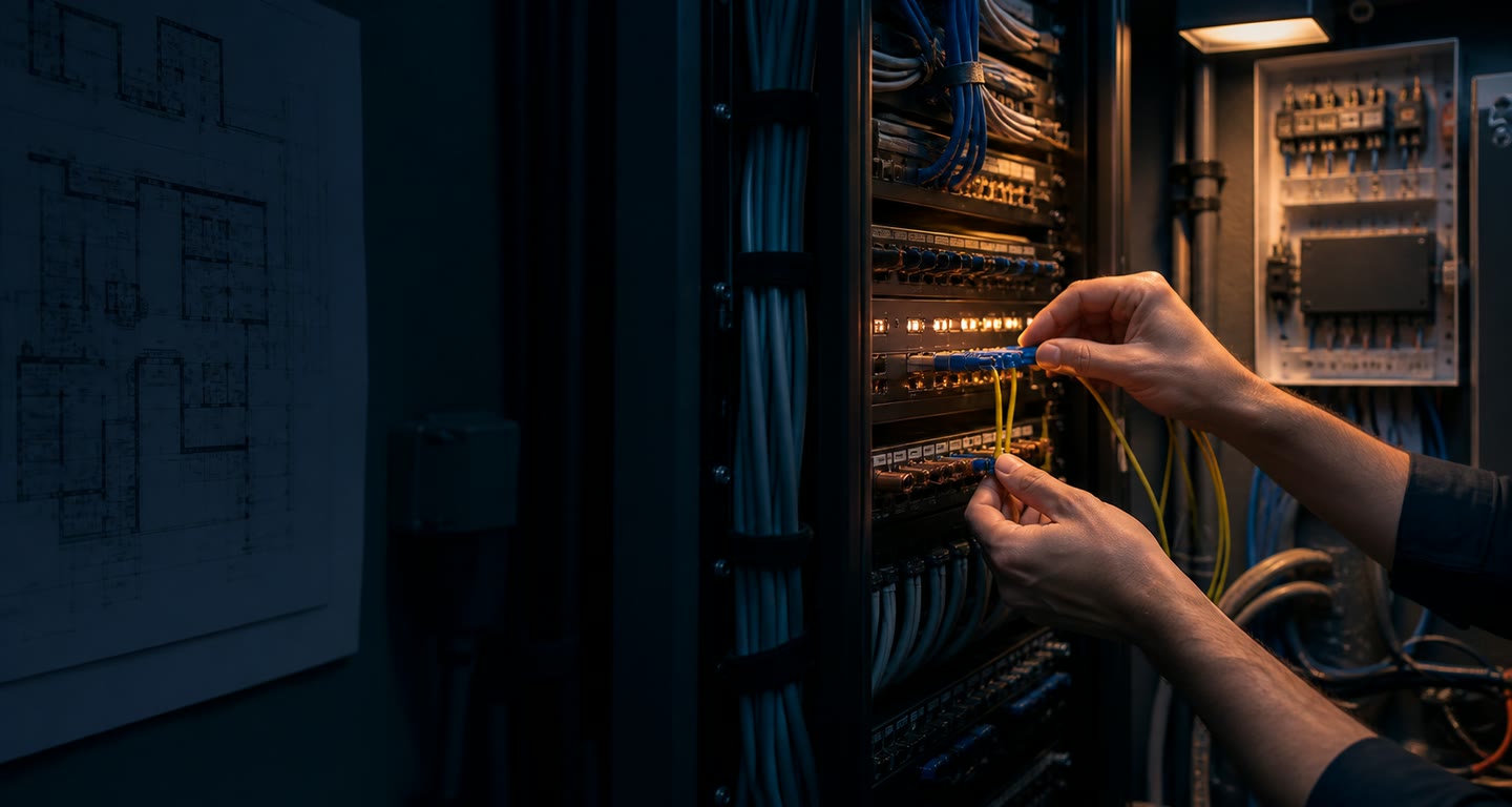 Illustrative close view of hands integrating a vendor-neutral network environment